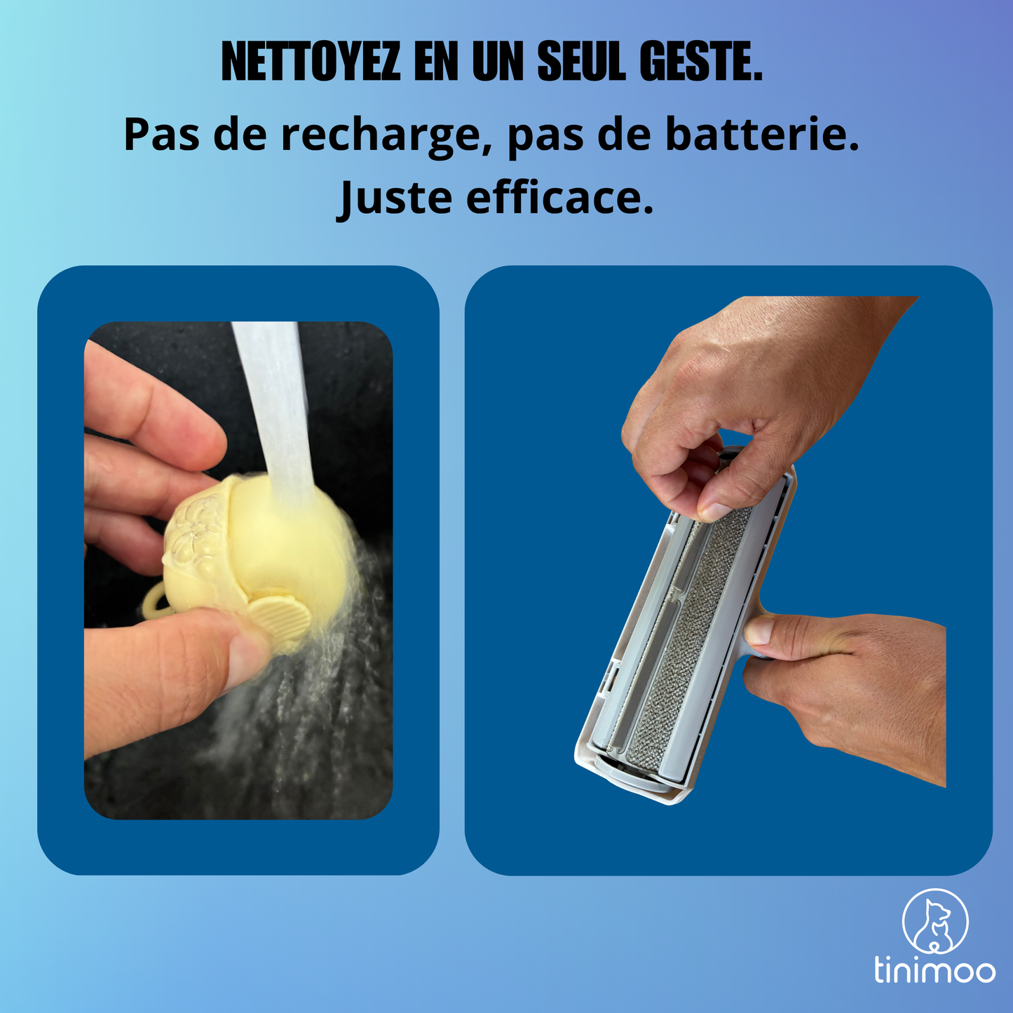 Brosse Anti Poils Animaux réutilisable + Mini Rouleau Offert